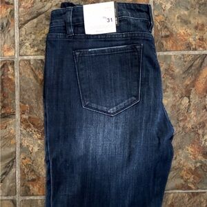 WOMEN Mid rise Dark Blue Slim Straight Jeans